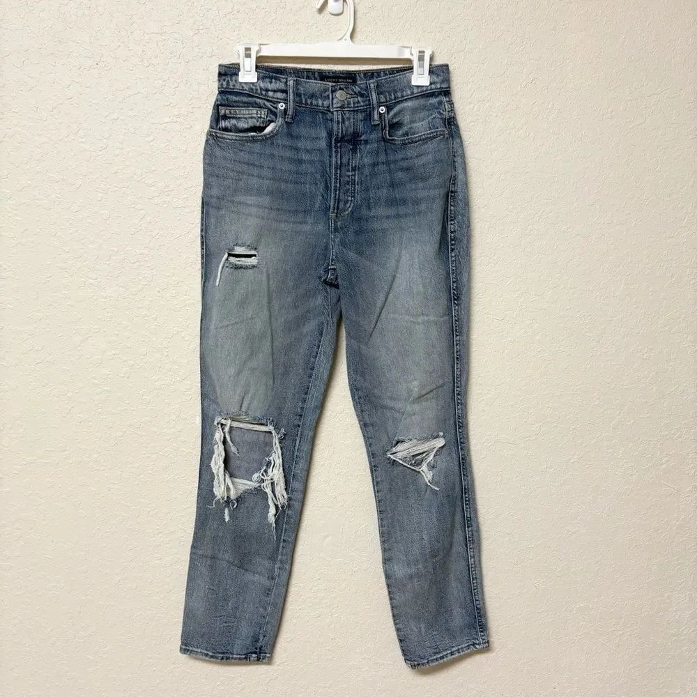 Lucky Brand Blue Jeans Womens Size 6/28R Drew Mom High Rise Distressed